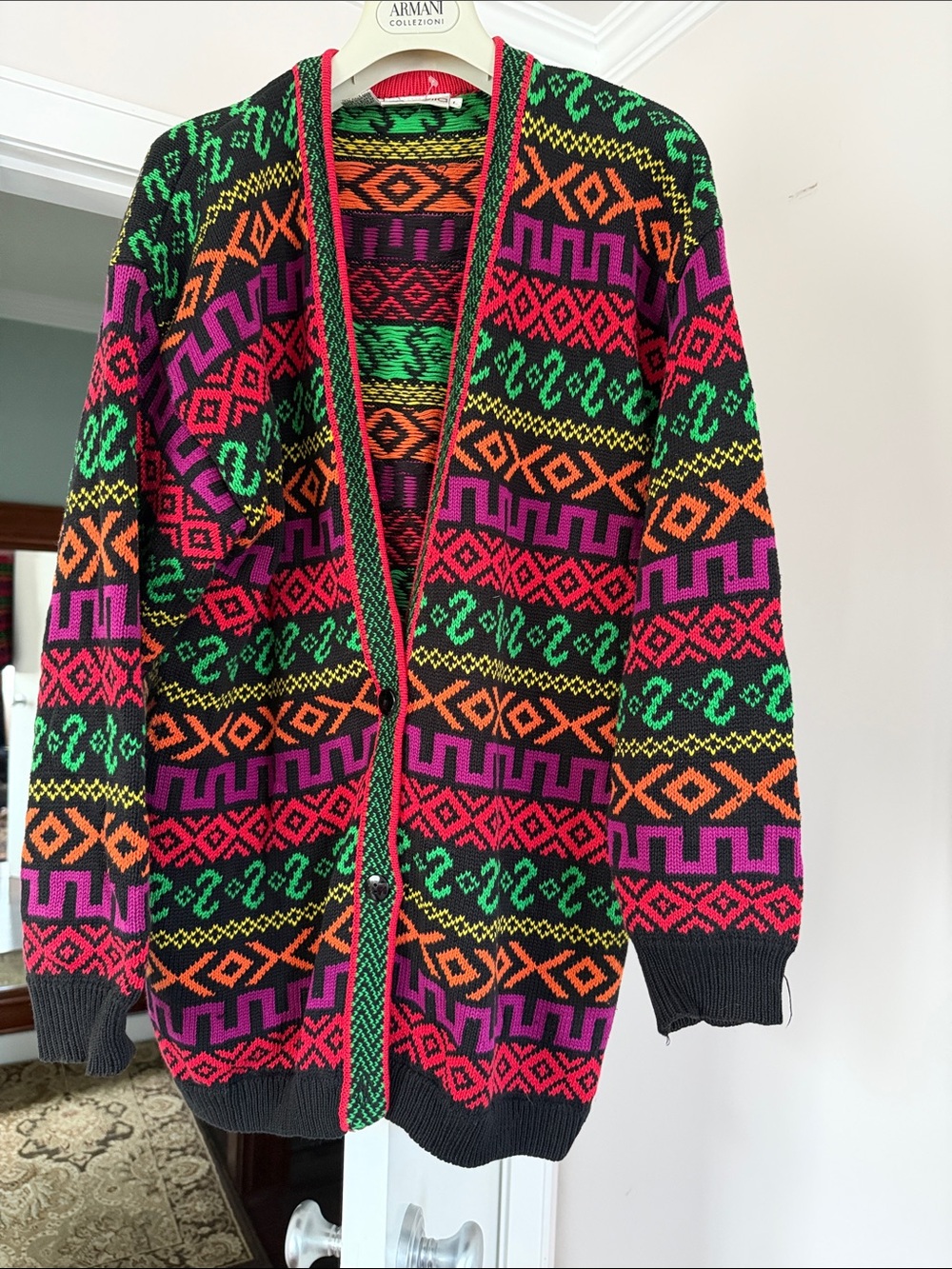 Rafaella cotton Colorful Geometric Open Cardigan Sweater - Multicolor size L